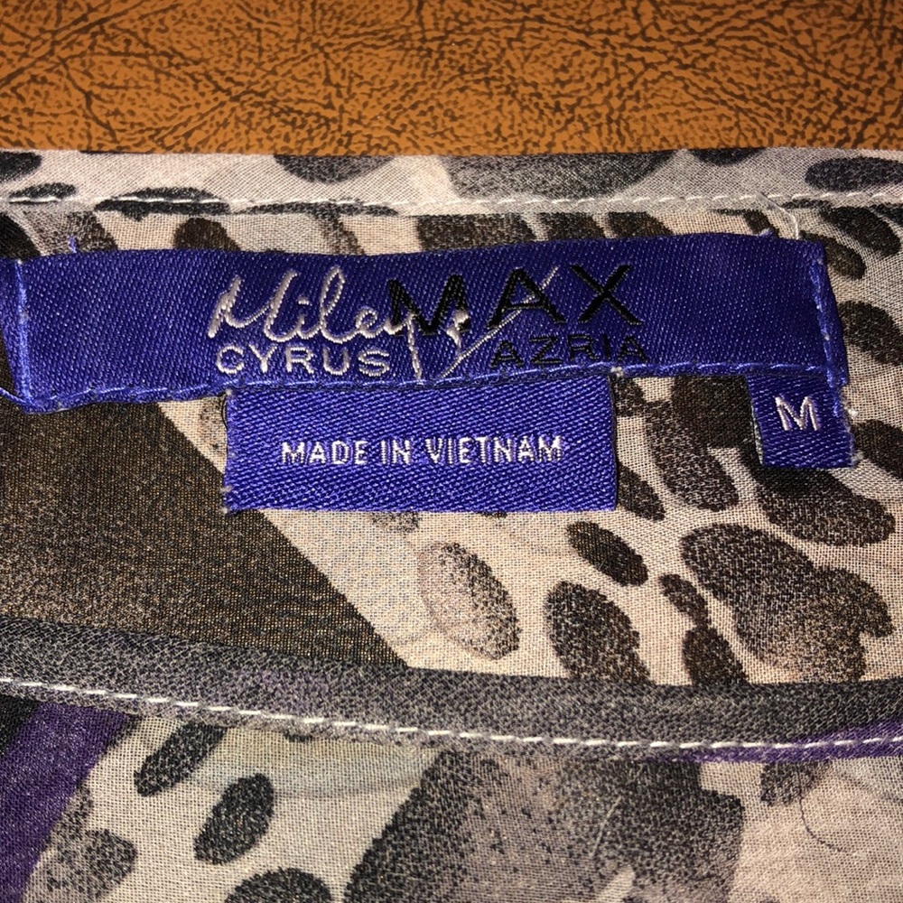 Miley Cyrus Max Azria Purple & Gray Sheer Top Sz M - Picture 3 of 8